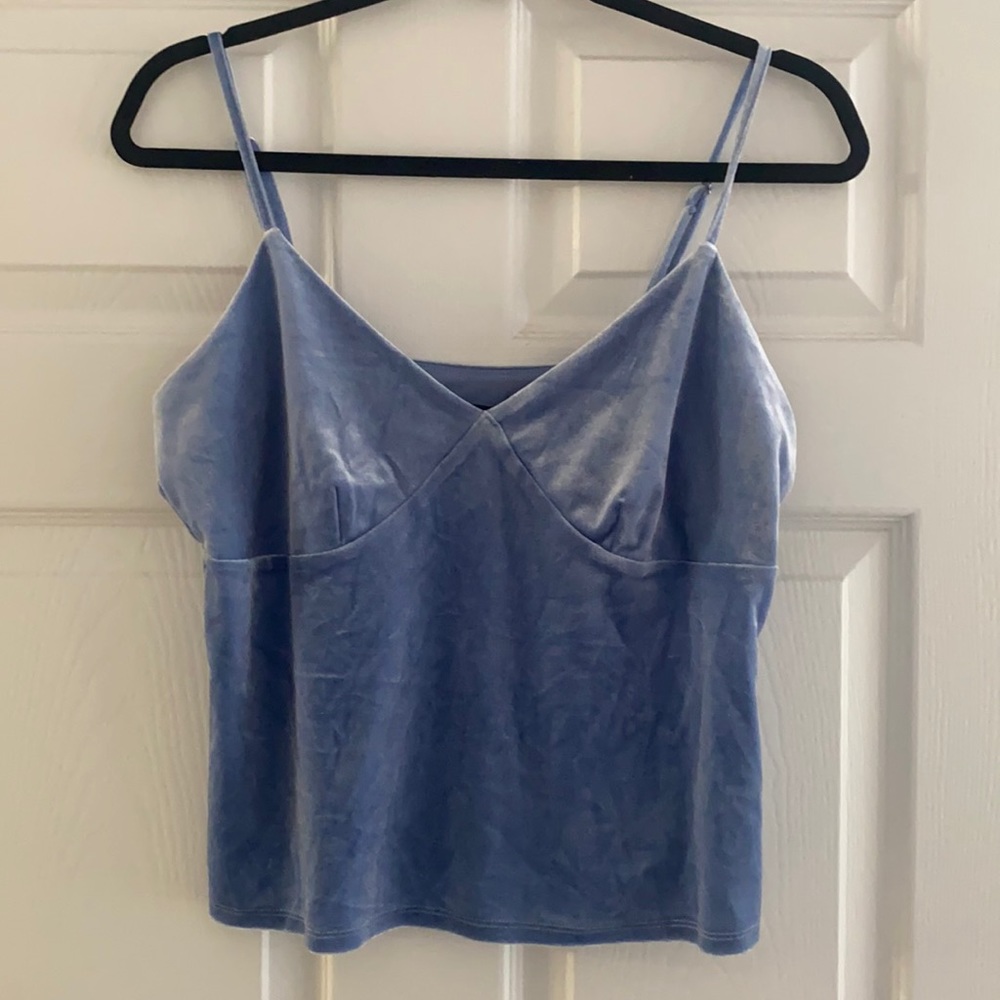 Target powder blue velvet crop tank